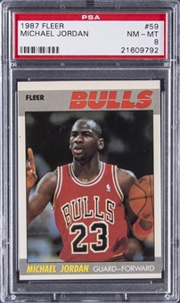 1987-88 Fleer Basketball Complete Set (132) Cards – Including #59 Michael Jordan Example Graded PSA NM-MT 8